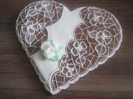 Srdce velké s růžičkou, bílé, velikost 19 cm, cena: 200,- Kč