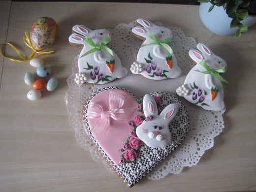 Velikonoční srdce, zajíček, velikost 15 cm, cena: 150,- Kč