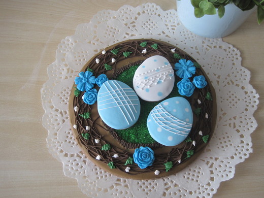 Velikonoční věnec, modrý, průměr 19 cm, cena: 170,- Kč