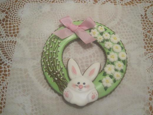 Velikonoční věnec se zajícem, průměr 18 cm, cena: 150,- Kč