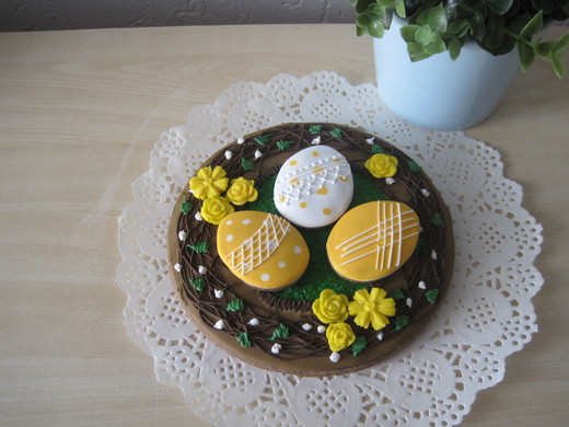 Velikonoční věnec, žlutý, průměr 19 cm, cena: 170,- Kč